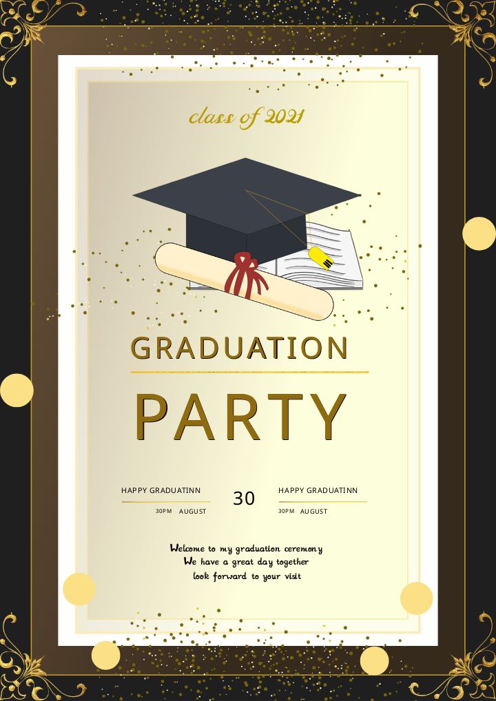 black arts and sciences graduation celebration invitation design