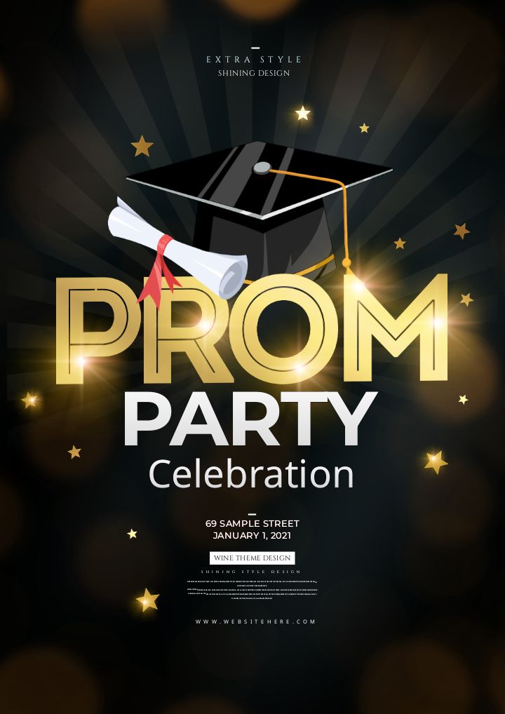 senior campus graduation gala poster featuring shimmering gold