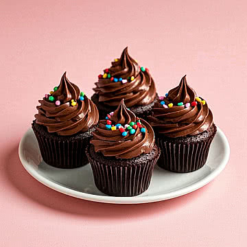 Decadent Delight A Trio of Chocolate Cupcakes with Vibrant Sprinkles