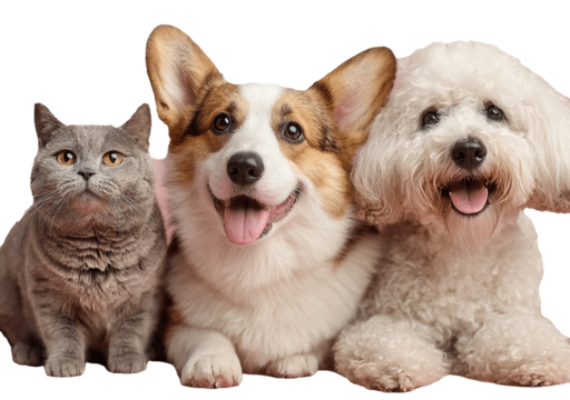 happy dogs and cats in studio portrait, Happy Dogs, Happy Cats, Pink Background PNG Image and Clipart