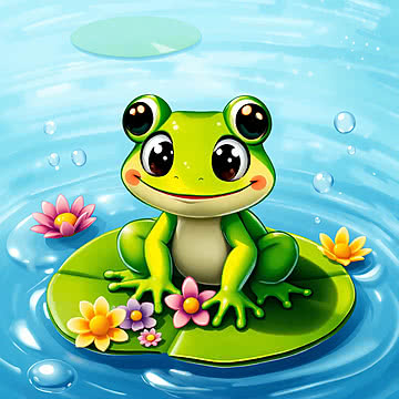 Joyful Jumper A Cheerful Baby Frog on a Lily Pad
