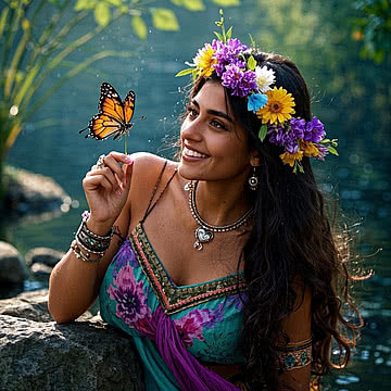 Radiant Bohemian Beauty A Dreamy Solo Portrait