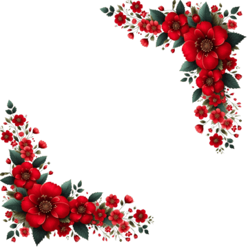 red flowers two corner side frame red flowers two corner side flowers flower border png, Red Flowers Two Corner Side, Flowers Flower, Border PNG Image and Clipart