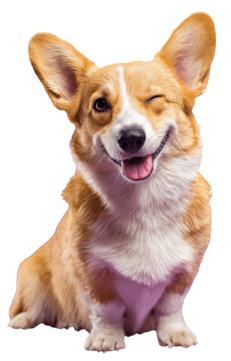 winking corgi dog against purple background adorable pet photography, Corgi, Dog, Winking PNG Image and Clipart